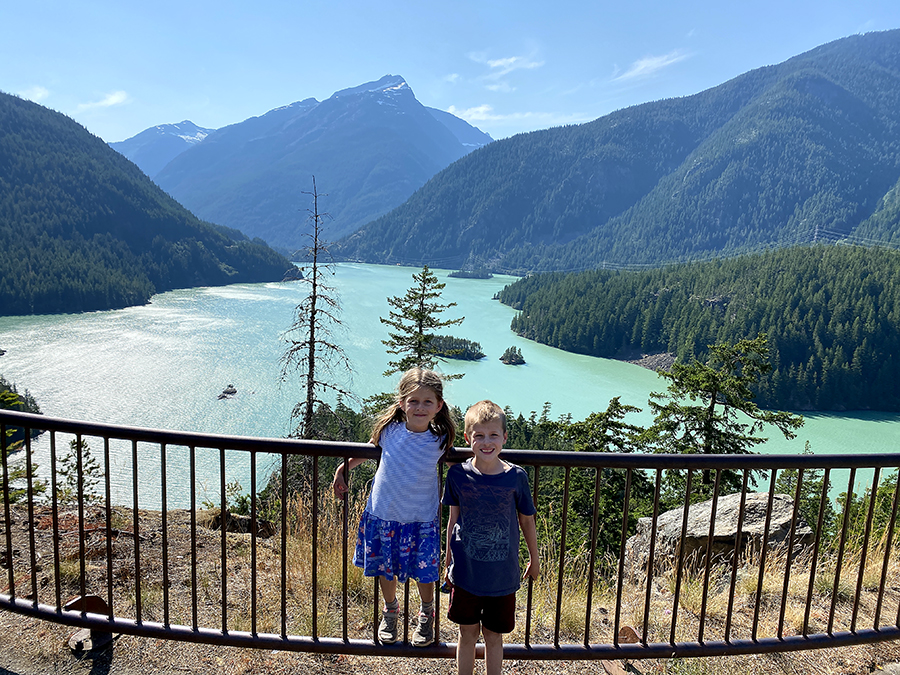 One Day at North Cascades National Park. Hiking with Kids at North Cascades National Park. Diablo Lake Lookout.